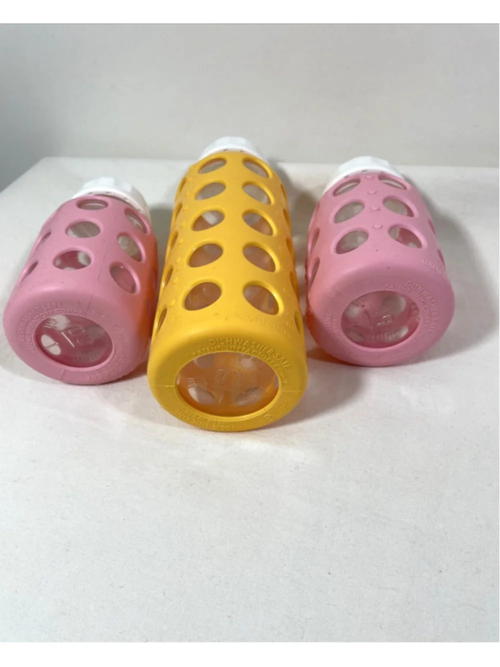 LIFE FACTORY Glass Baby Bottles W/Lids & Silicone Sleeves 4 & 9 Ounce Lot of 3
